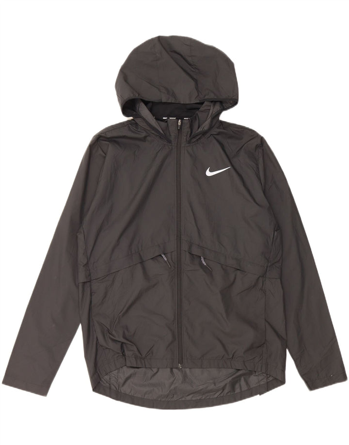 NIKE Mens Hooded Rain Jacket UK 38 Medium Black Polyester