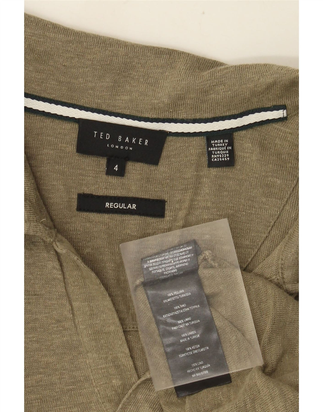 Męska koszulka polo Ted Baker, rozmiar 4, duża, lniana khaki