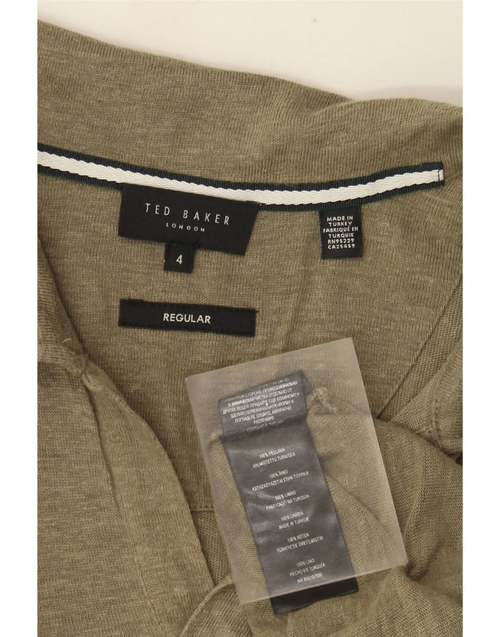Męska koszulka polo Ted Baker, rozmiar 4, duża, lniana khaki