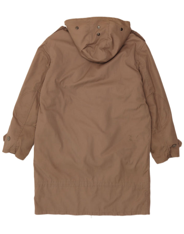 Vintage męska kurtka Sherpa Parka z kapturem IT 54 2XL Brązowy poliester