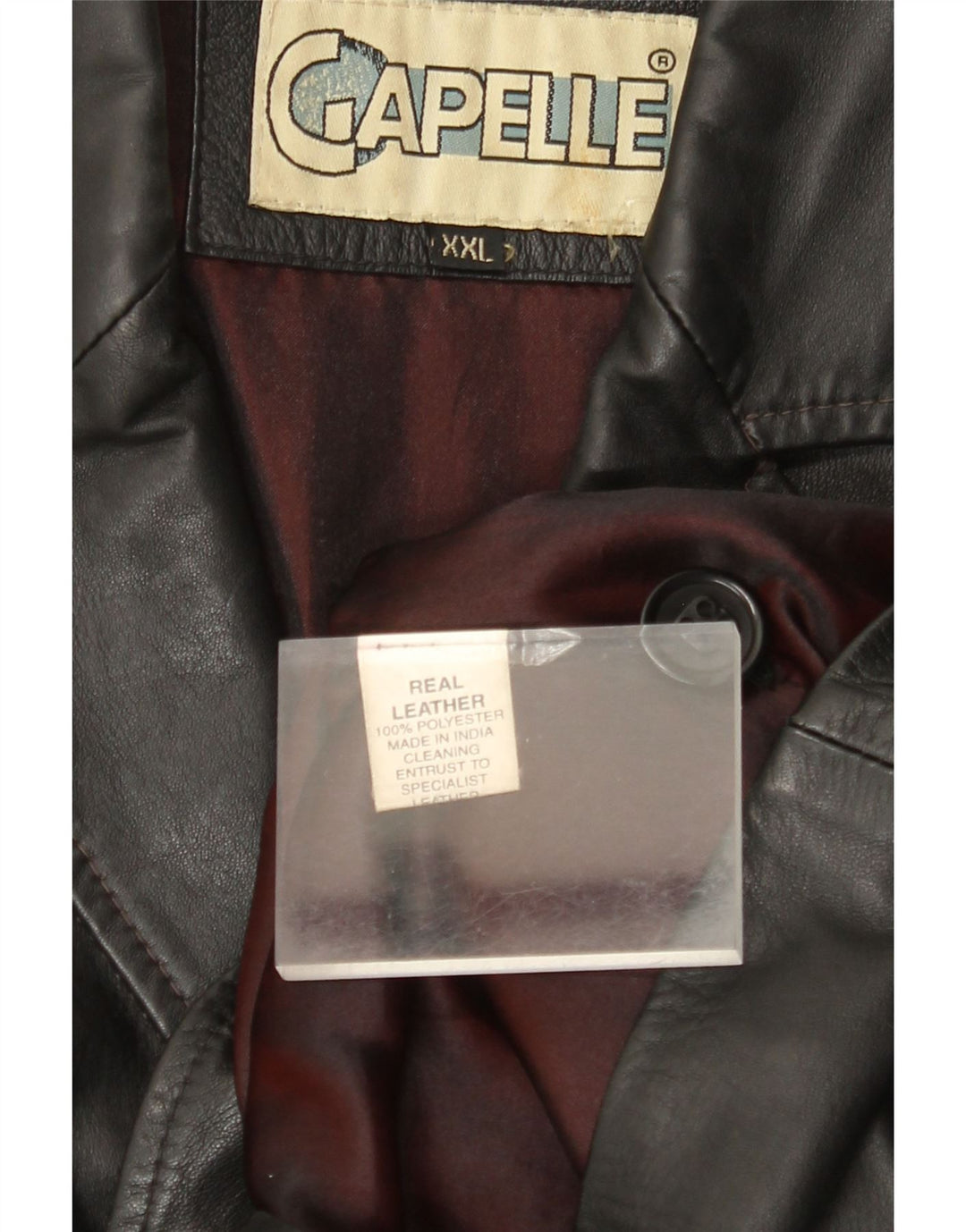 CAPELLE Męska skórzana marynarka zapinana na 4 guziki UK 44 2XL Czarna skóra