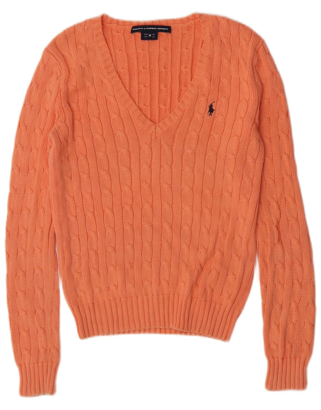 Sweter damski Ralph Lauren z dekoltem w kształcie litery V, UK 12, średni pomarańczowy
