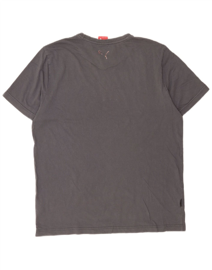 Męski T-shirt z grafiką Puma, duży, szary, bawełniany