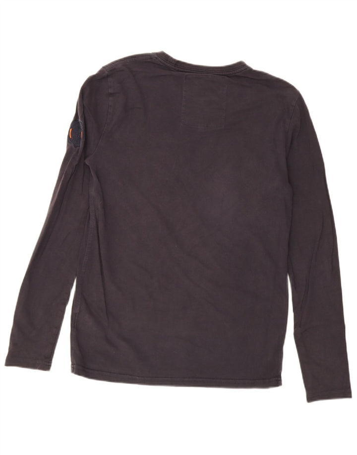 Męski top Superdry z grafiką, długim rękawem, mały, granatowy, bawełniany