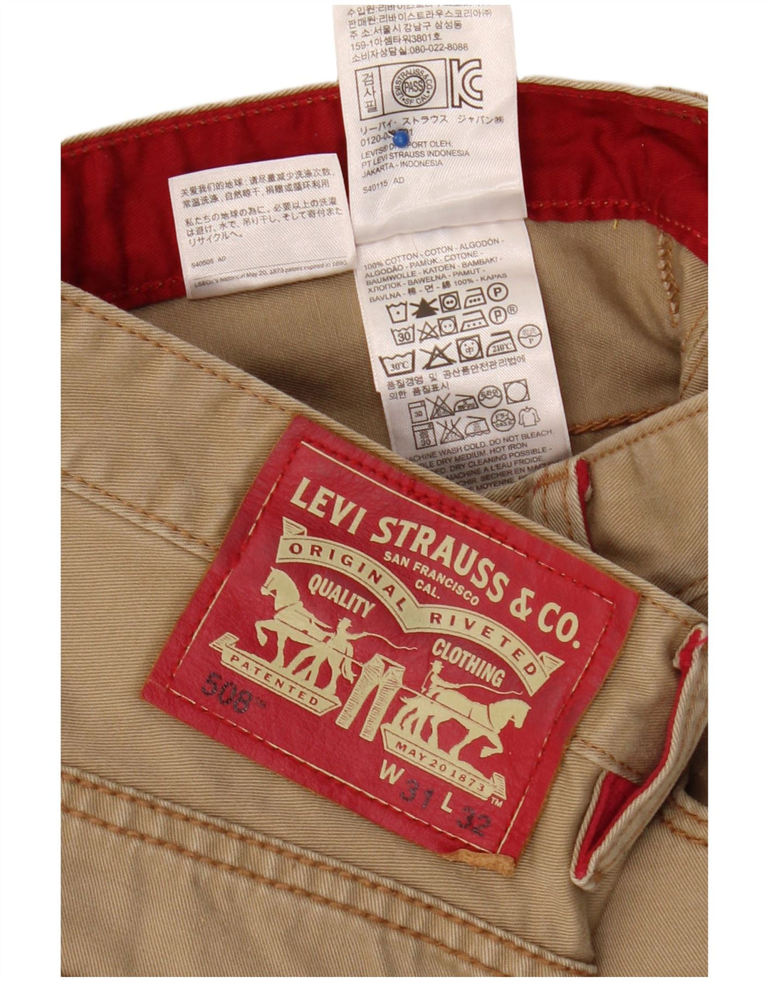 Męskie jeansy Levi's 508 Regular Tapered W31 L32 Beżowa bawełna