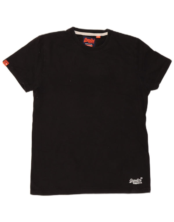 SUPERDRY Męski T-shirt Top Średni Czarny Bawełniany