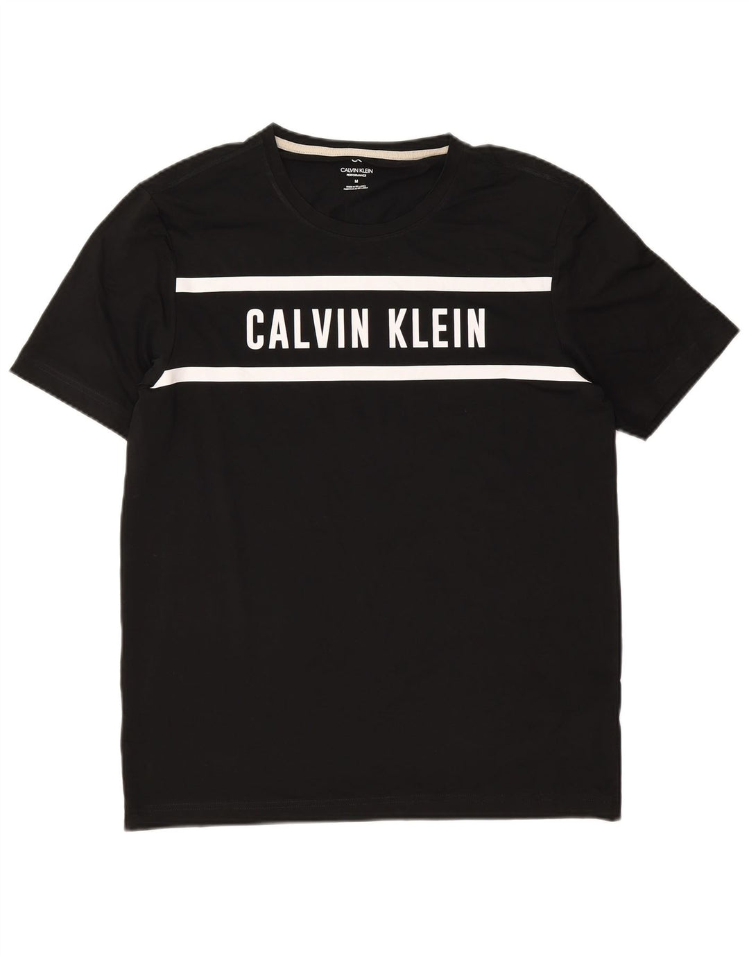 Męska koszulka z grafiką Calvin Klein Top, średni czarny poliester w blokach kolorystycznych