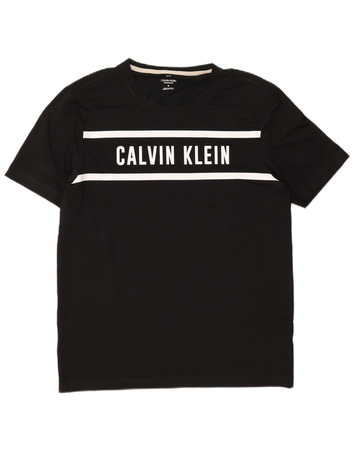 Męska koszulka z grafiką Calvin Klein Top, średni czarny poliester w blokach kolorystycznych