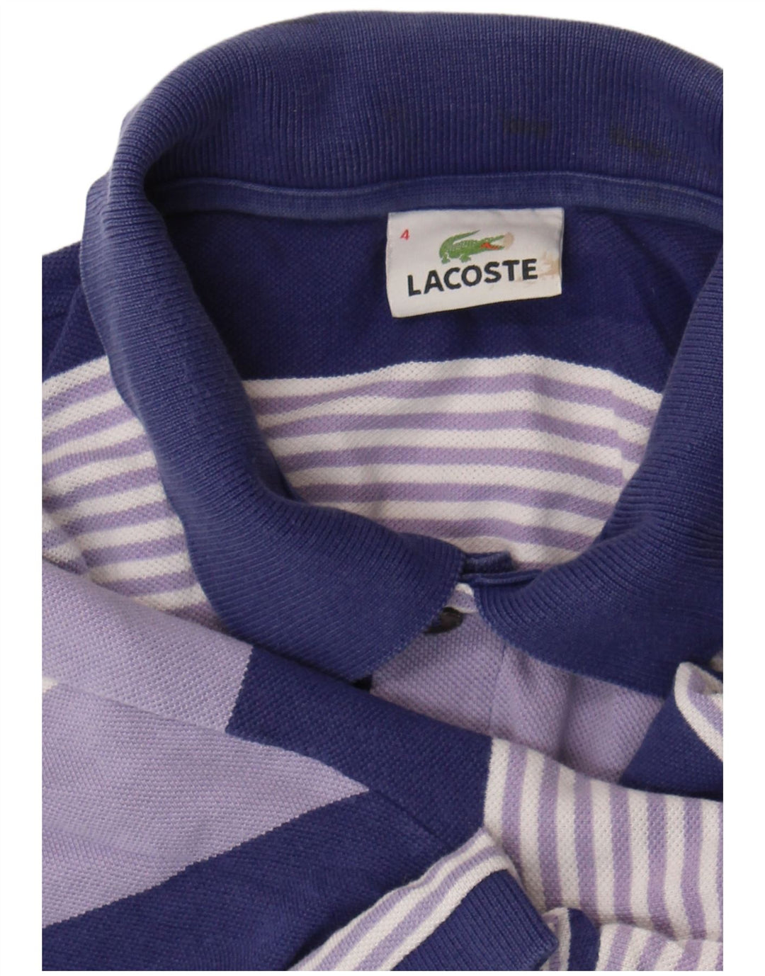 Męska koszulka polo Lacoste, rozmiar 4, średnie fioletowe paski