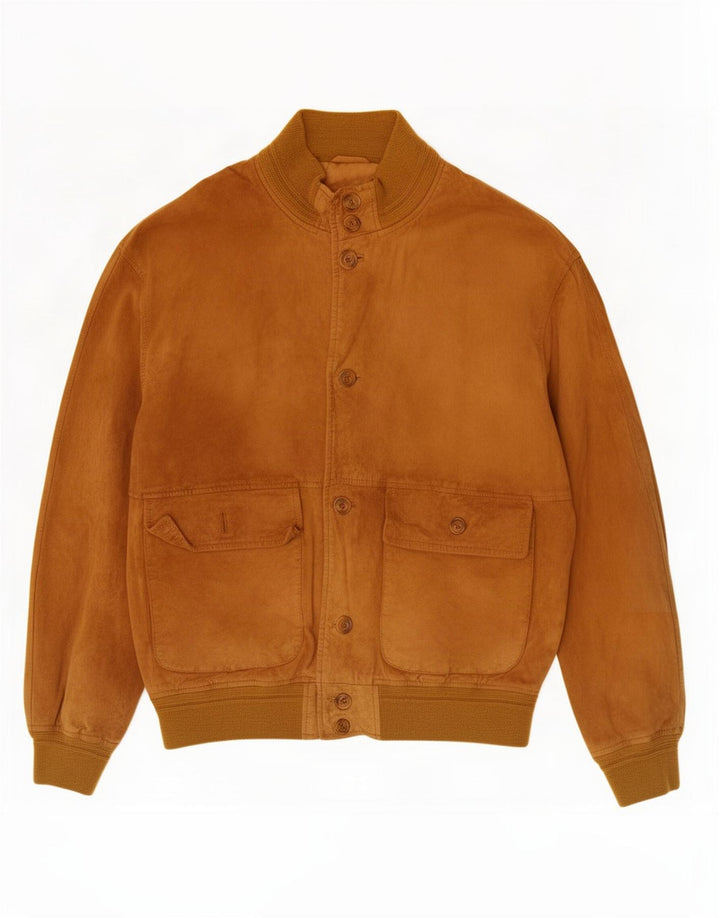 Vintage męska zamszowa kurtka bomber IT 50 duża beżowa skóra