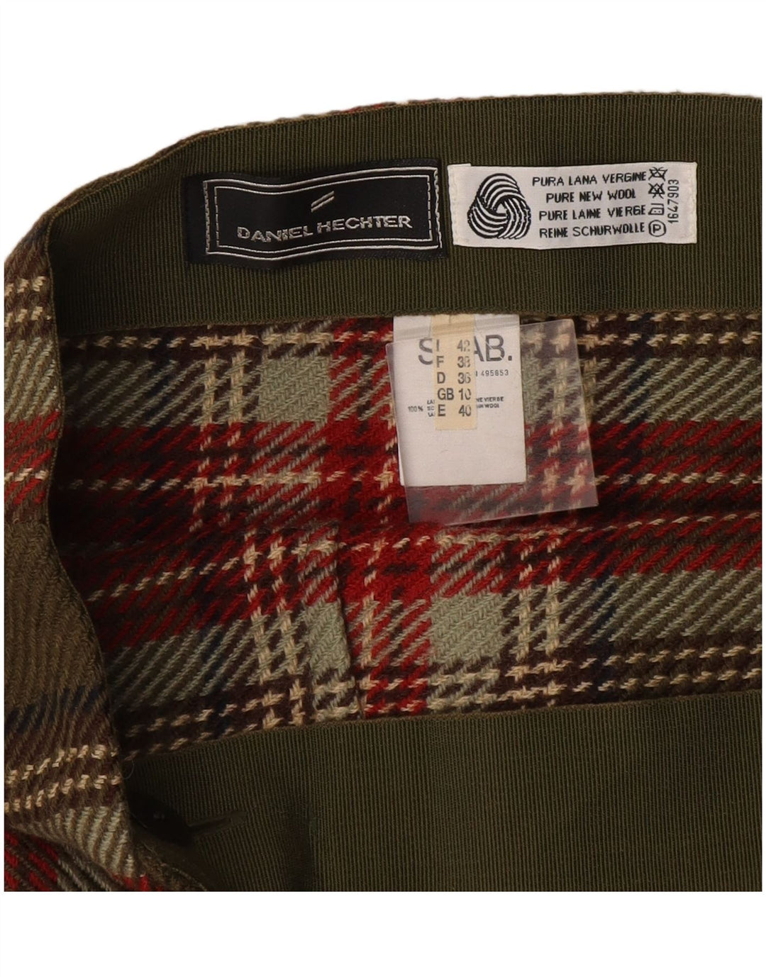 Damska spódnica kopertowa Daniel Hechter UK 10 Small W27 Khaki Wełna w kratę