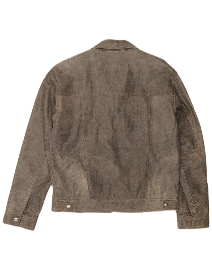 Męska skórzana kurtka bomber w stylu vintage UK 38, średnia szarość