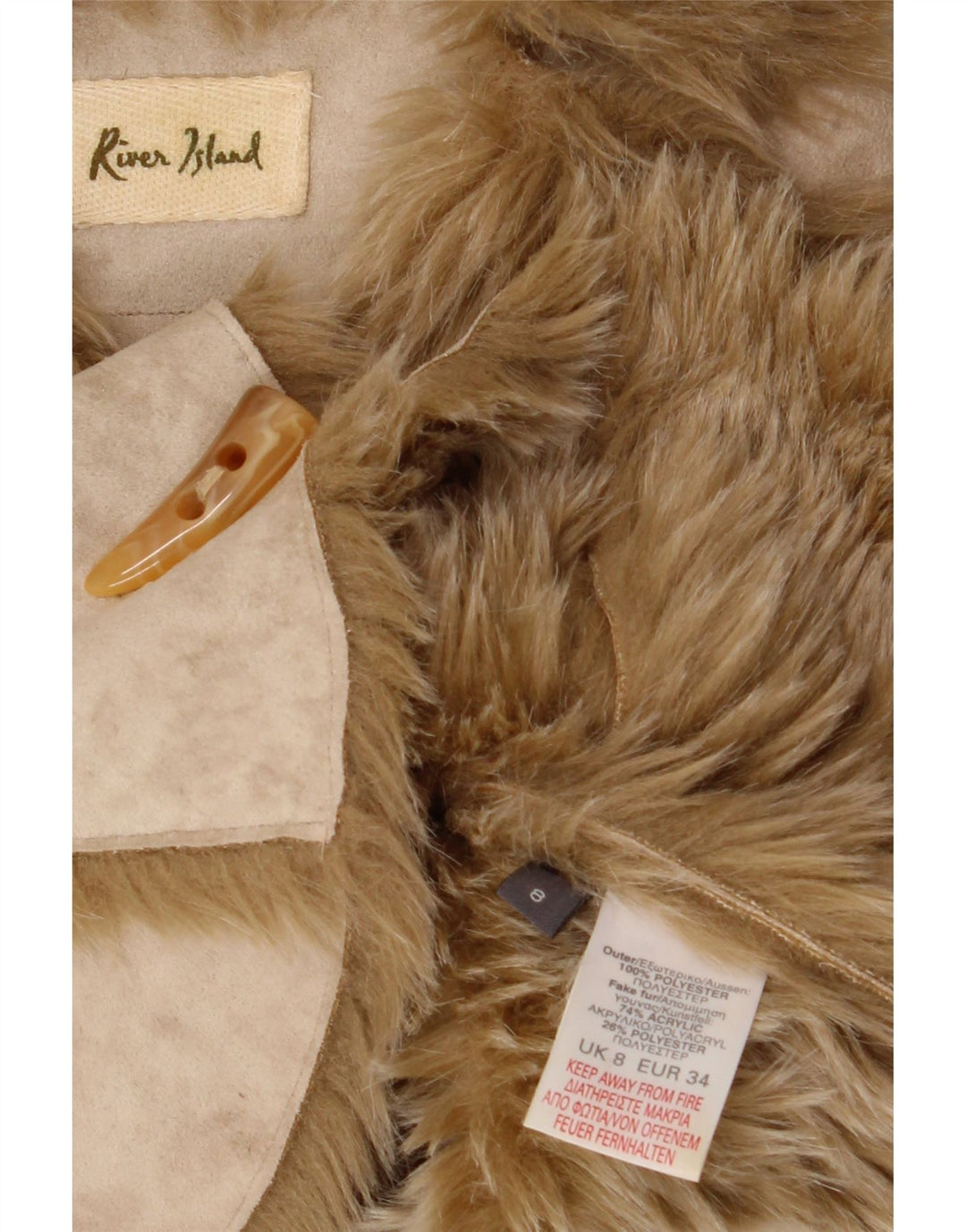 RIVER ISLAND Womens Sherpa Gilet UK 8 Small Beige Polyester Vintage River Island and Second-Hand River Island from Messina Hembry 