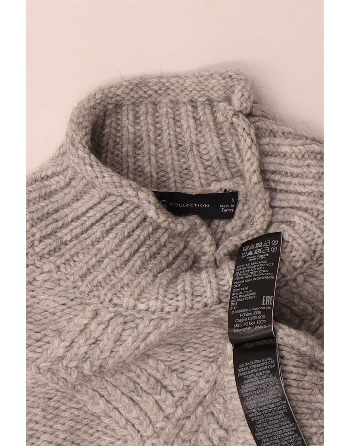 Marks & Spencer Damski sweter z golfem UK 10, mały, szary