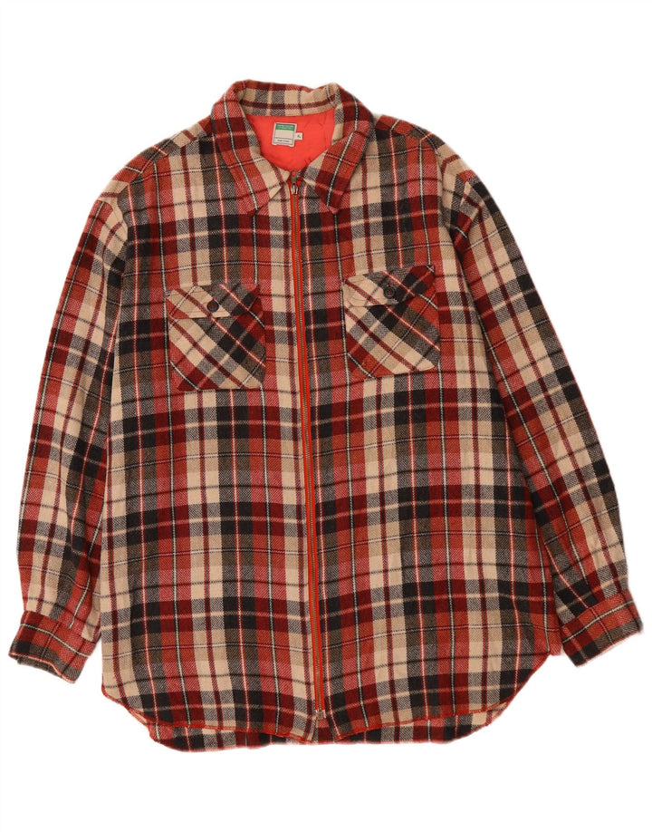 Damska koszula wierzchnia Benetton Oversize UK 18 XL, poliester w czerwoną kratkę