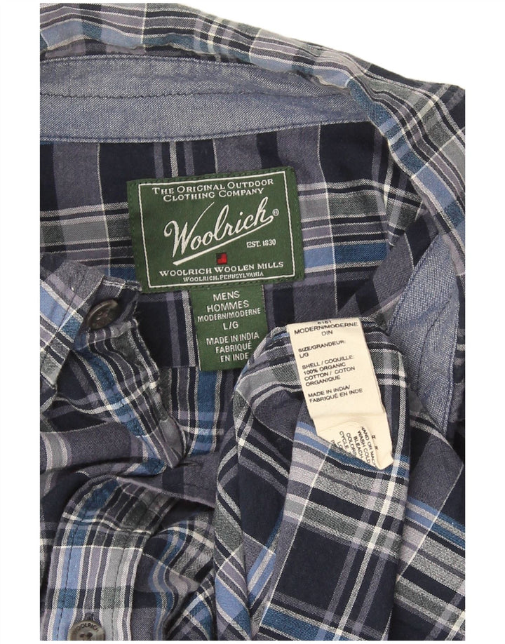 Koszula męska Woolrich z krótkim rękawem o regularnym kroju, duża, niebieska bawełniana w kratę