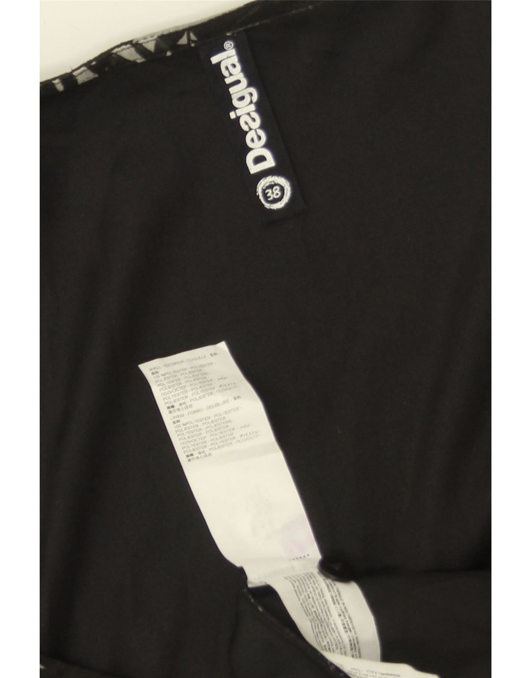 DESIGUAL Damska sukienka kopertowa bez rękawów EU 38 Średni czarny kwiatowy poliester