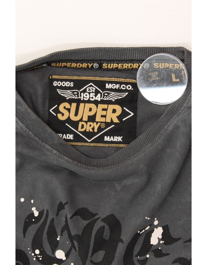 SUPERDRY Męski T-shirt z grafiką, duży, szary Tie Dye