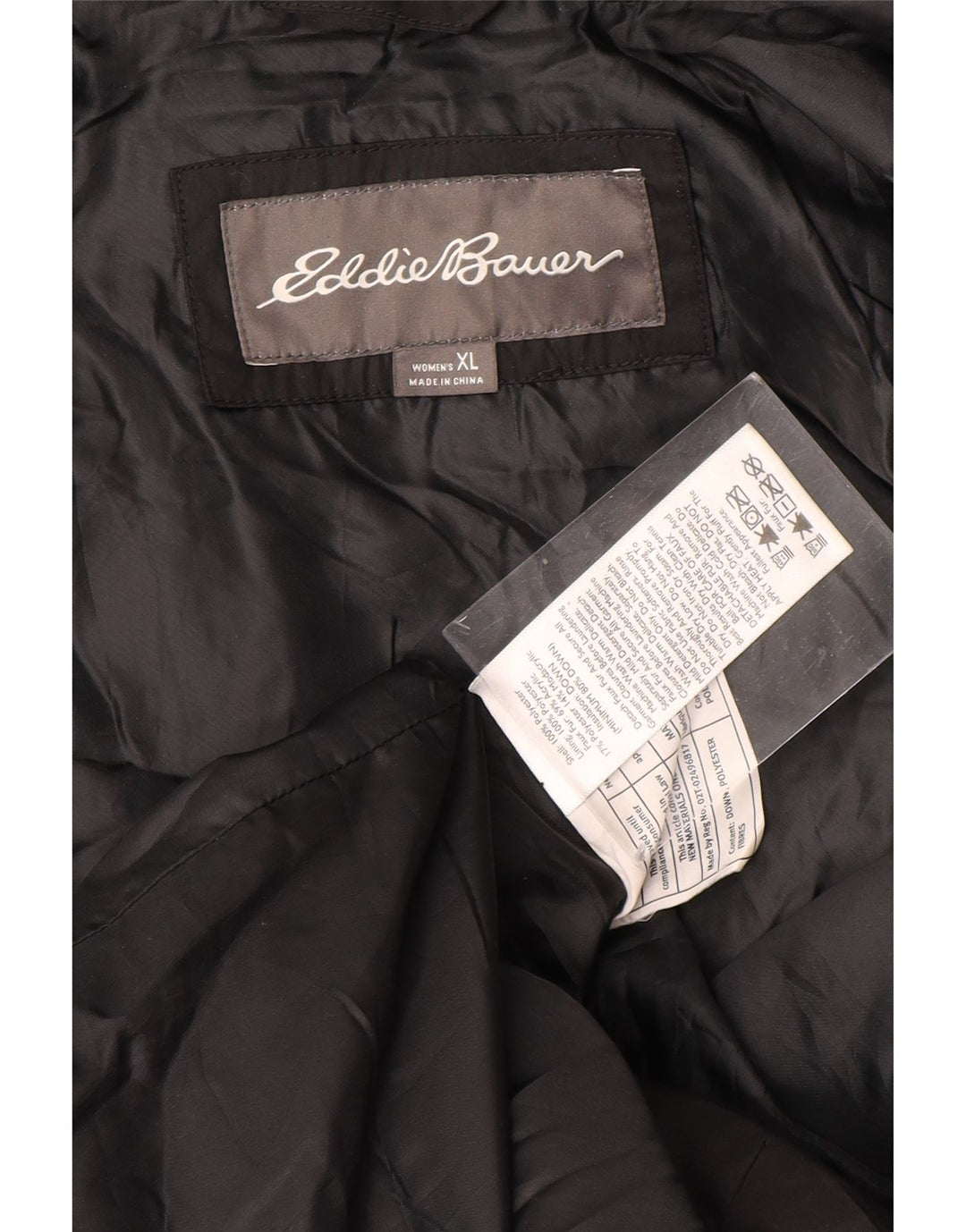 EDDIE BAUER Womens Hooded Padded Coat UK 18 XL Black Polyester