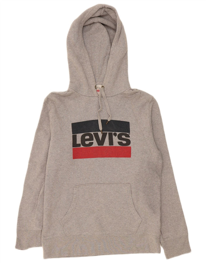 Męski sweter z kapturem i grafiką Levi's, średnioszary, bawełniany w cętki