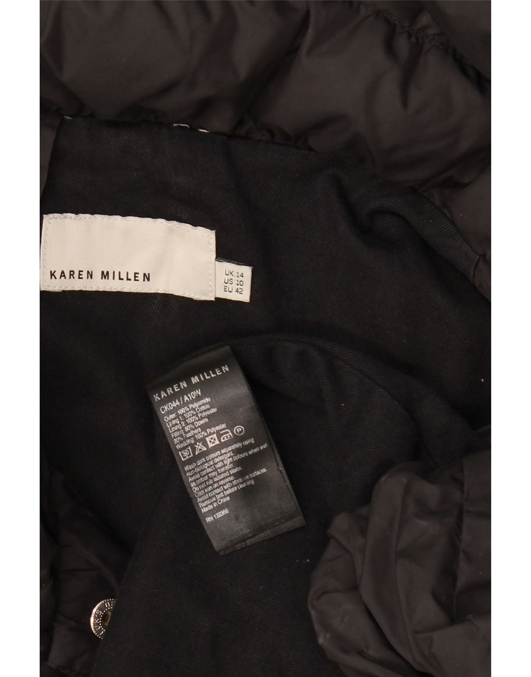 Karen Millen Damski płaszcz ocieplany UK 14, duży, czarny poliamid