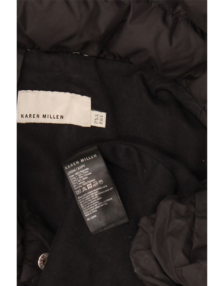 Karen Millen Damski płaszcz ocieplany UK 14, duży, czarny poliamid