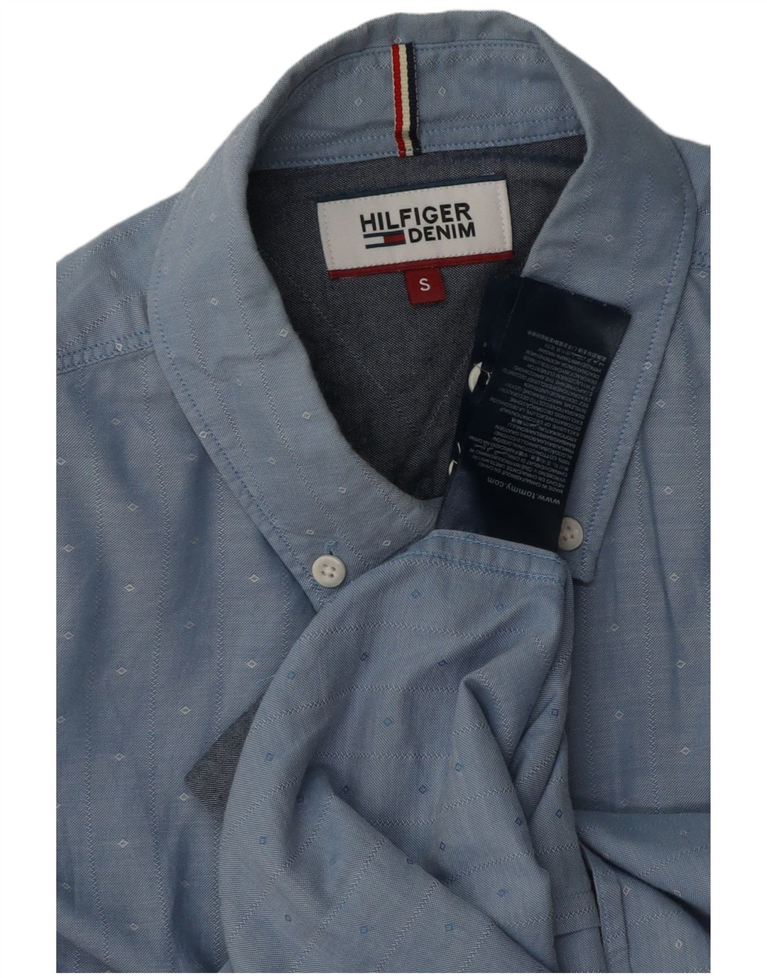 Koszula męska Tommy Hilfiger, mała, niebieska, bawełniana w cętki
