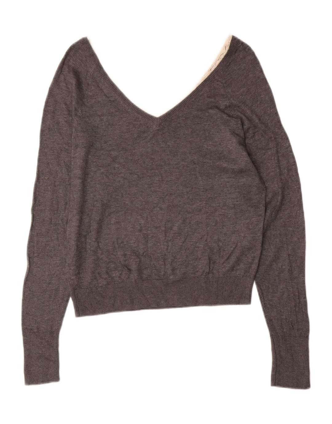 Sweter damski Zara z dekoltem w kształcie litery V, UK 10, mały, szary