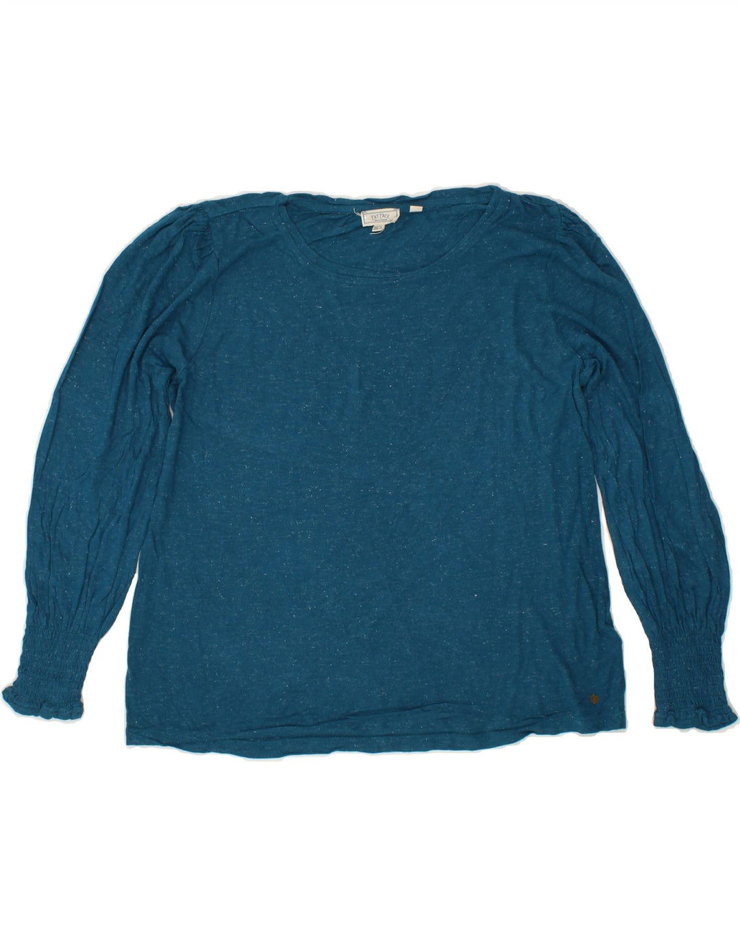 FAT FACE Womens Top Long Sleeve UK 12 Medium  Blue Flecked Viscose Vintage Fat Face and Second-Hand Fat Face from Messina Hembry 