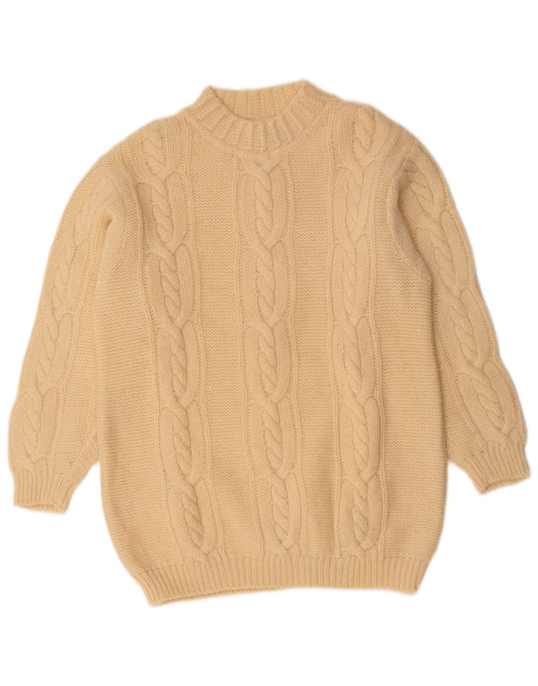 Benetton Womens Turtle Neck Jumper Sweater UK 14 Large Off White Wool