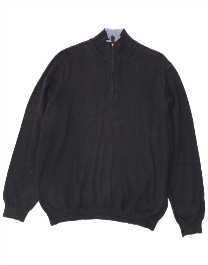 Męski sweter zapinany na zamek Massimo Dutti EU 38, średni granatowy, bawełniany