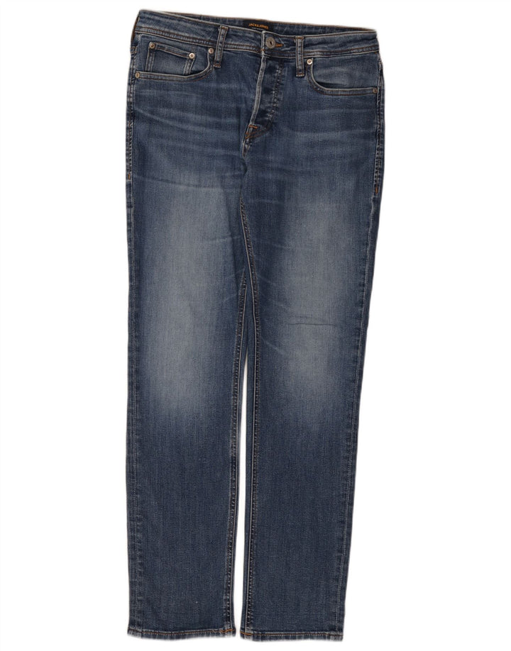 Męskie proste dżinsy Jack & Jones W30 L32 Niebieskie bawełniane