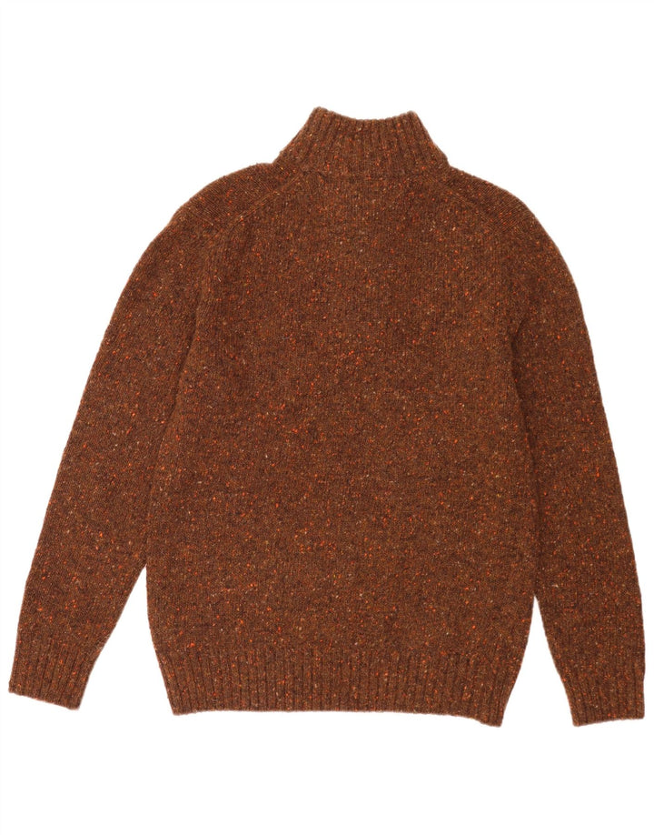 Vintage męski sweter zapinany na guziki, XL, brązowy, wełniany nakrapiany