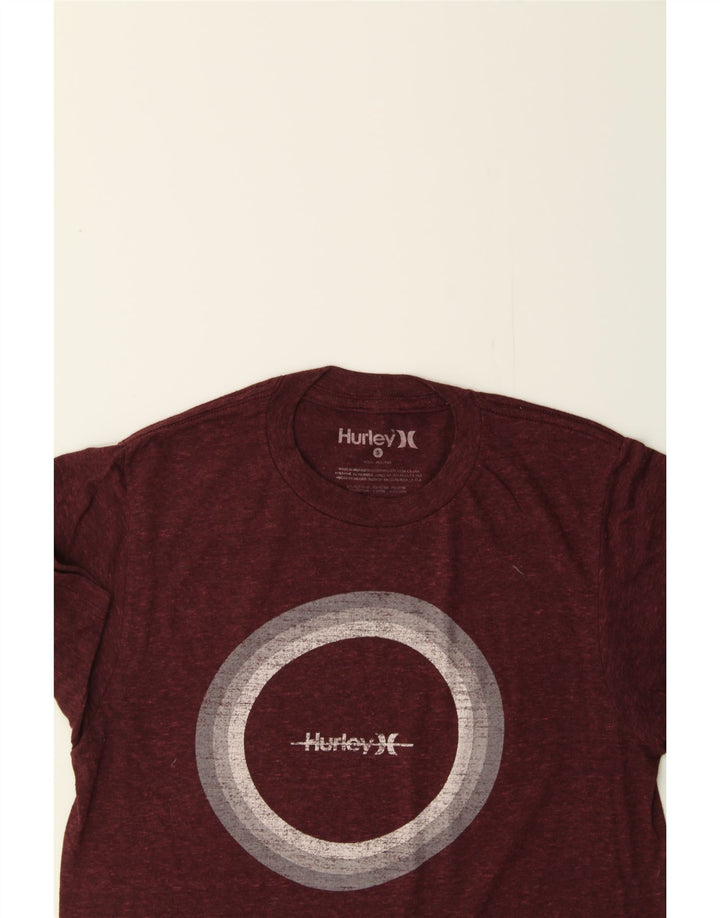 HURLEY Mens Graphic T-Shirt Top Small Maroon Flecked Polyester Vintage Hurley and Second-Hand Hurley from Messina Hembry 