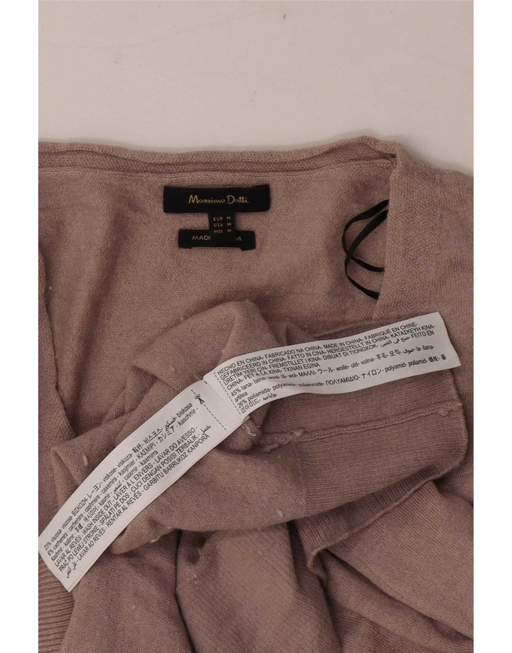 Męski sweter Massimo Dutti z dekoltem w kształcie litery V, średniej wielkości brązowa wełna
