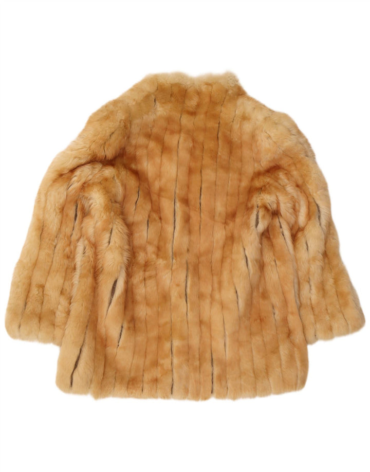 Vintage damski płaszcz ze sztucznego futra UK 14 średni beż klasyczny