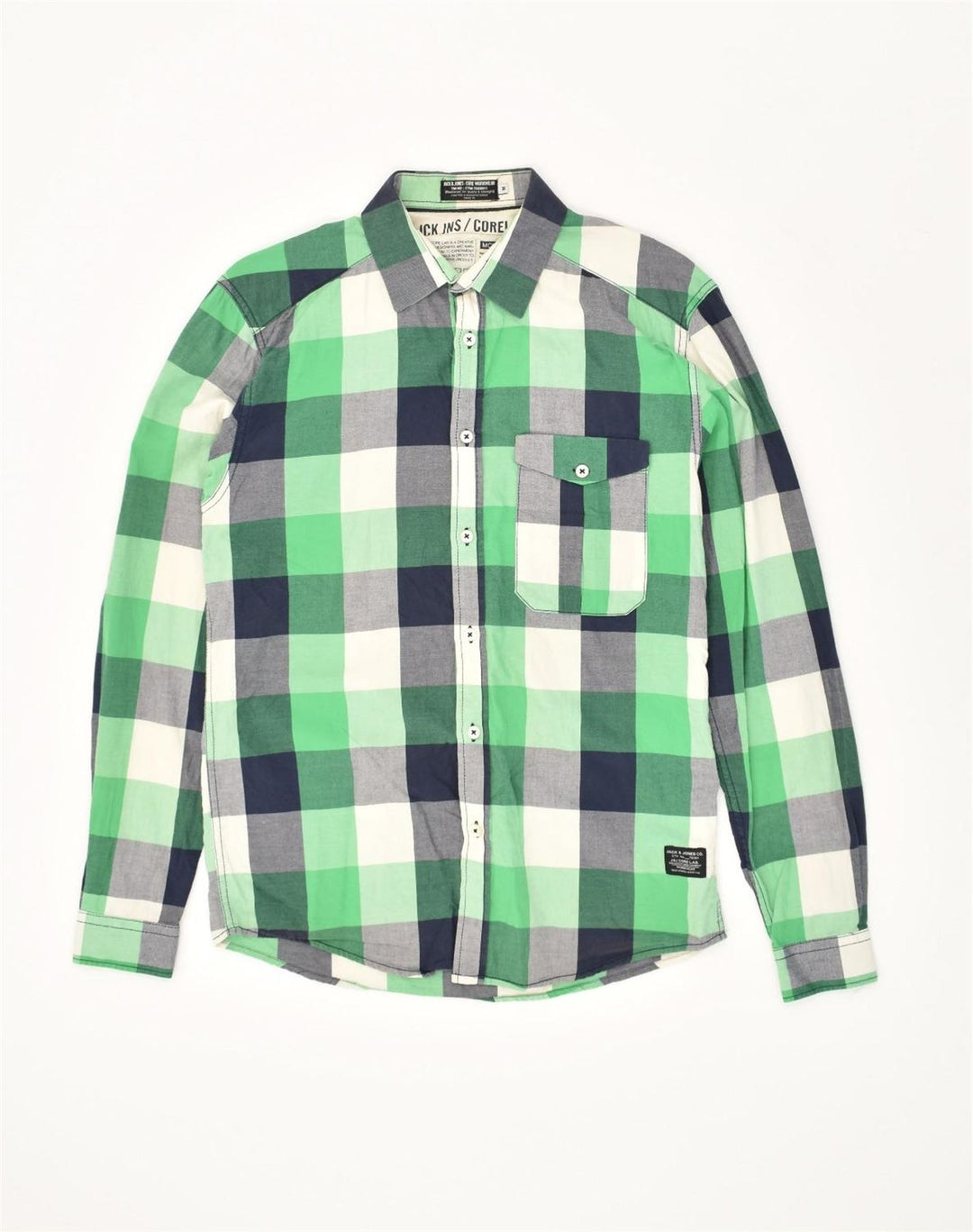 Koszula męska JACK & JONES, bawełniana w średnią zieloną kratkę