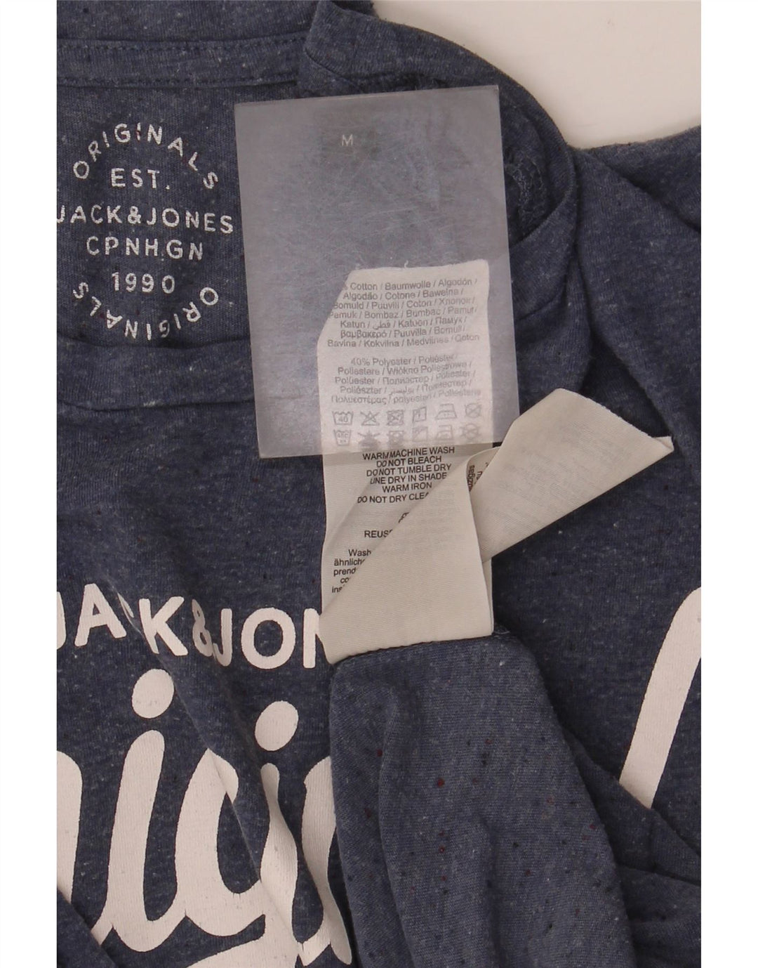Męski T-shirt z grafiką Jack & Jones, średni, granatowy, bawełniany