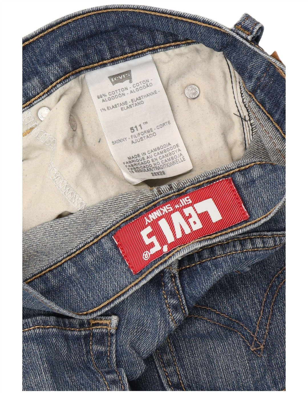 LEVI'S Womens 511 Skinny Jeans W28 L28 Blue Cotton