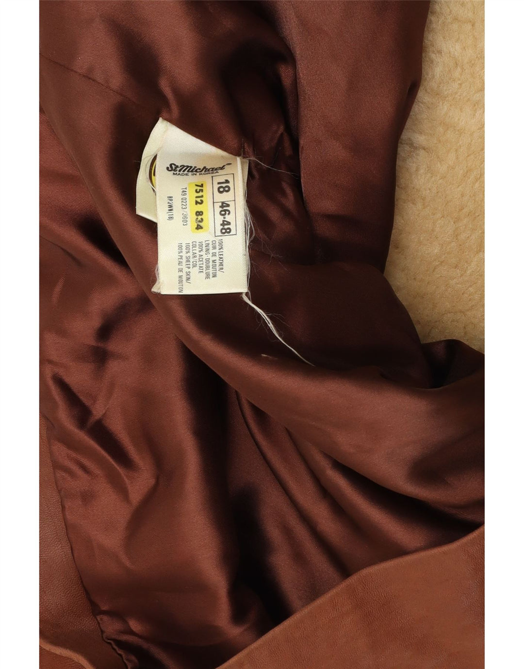 ST MICHAEL Damska krótka kurtka dwurzędowa UK 18 XL, brązowa skóra