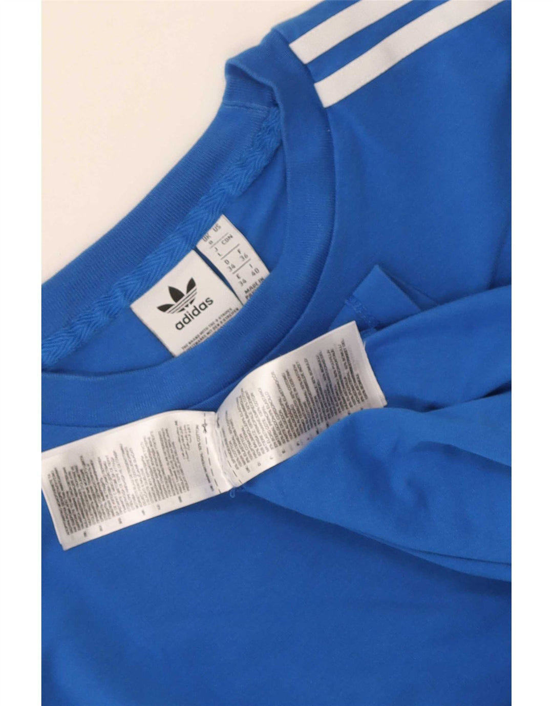 Adidas Damski Top Z Długim Rękawem UK 8 Mały Niebieski Bawełna