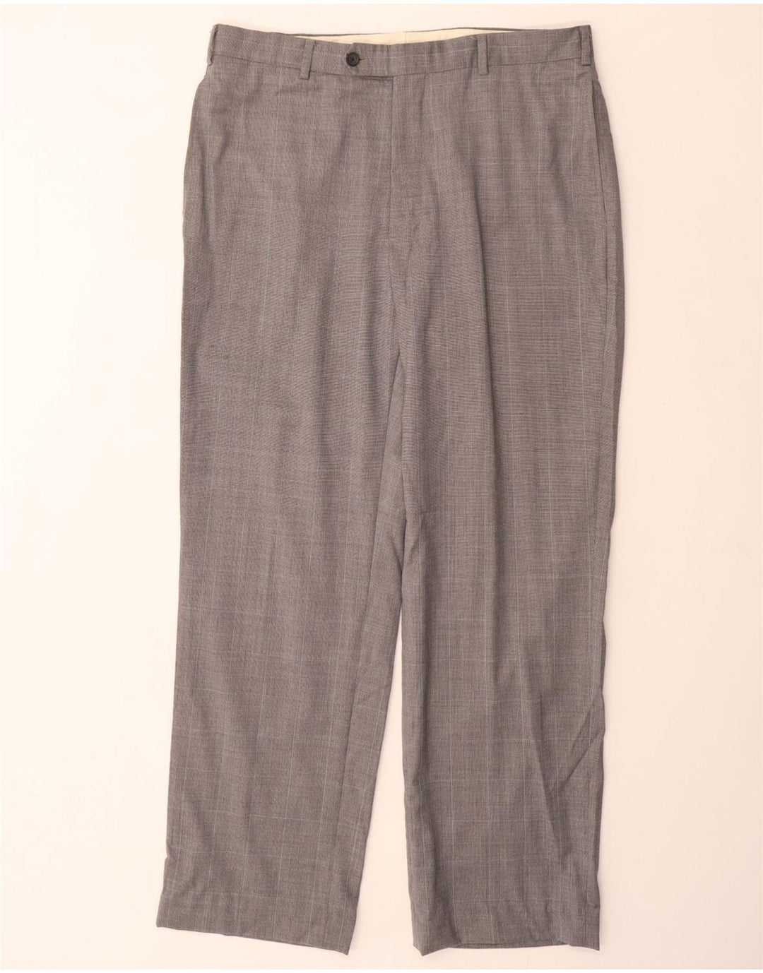 BROOKS BROTHERS Mens 346 Straight Suit Trousers W34 L32 Grey Check Wool