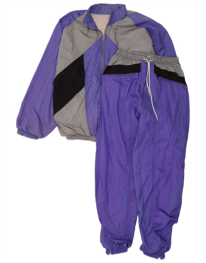 Vintage męski dres, duży, fioletowy, blokowy poliamid
