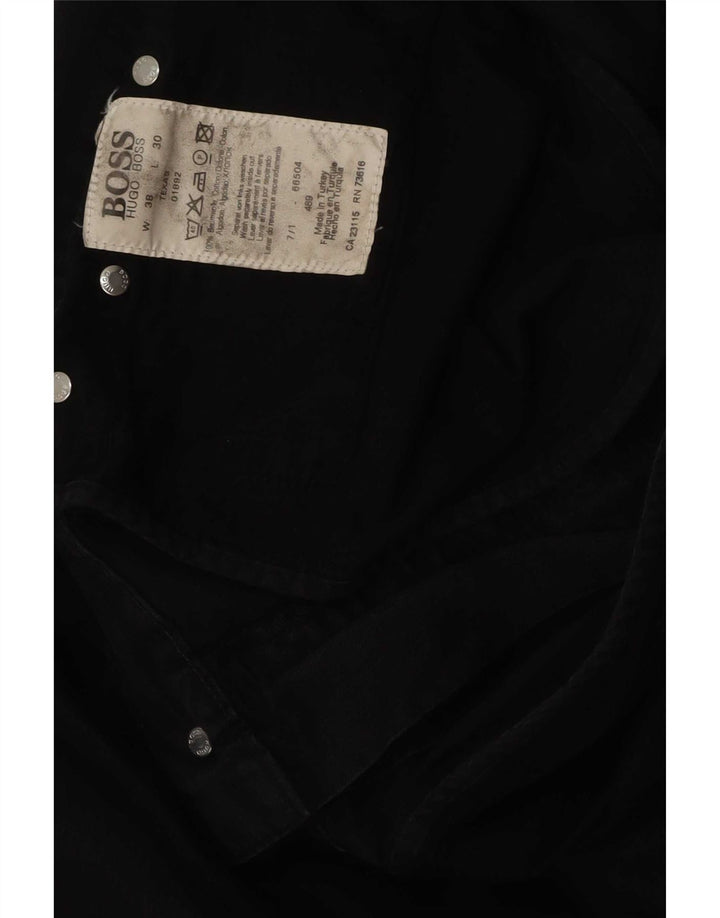 Męskie proste dżinsy Hugo Boss W38 L30 Czarna bawełna