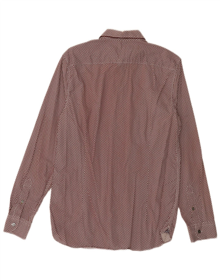 TED BAKER Mens Shirt Size 3 Medium Burgundy Geometric Cotton