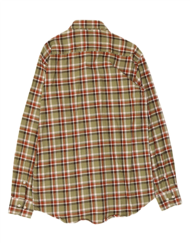 Męska koszula flanelowa VINTAGE rozmiar 39, średnia khaki w kratkę