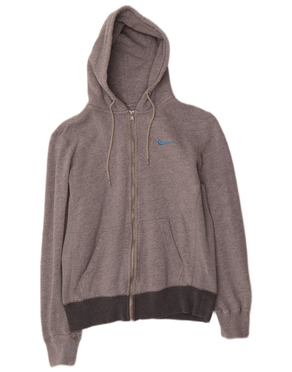 Damski sweter z kapturem i zamkiem błyskawicznym Nike UK 14, średnioszary, bawełniany