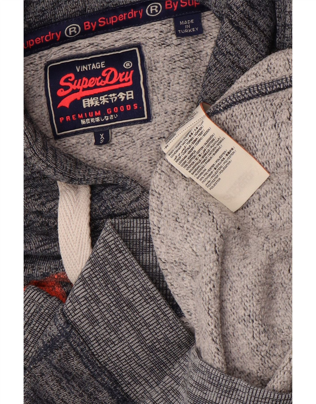 SUPERDRY Damska bluza z kapturem oversize z grafiką UK 6 XS, szara, nakrapiana