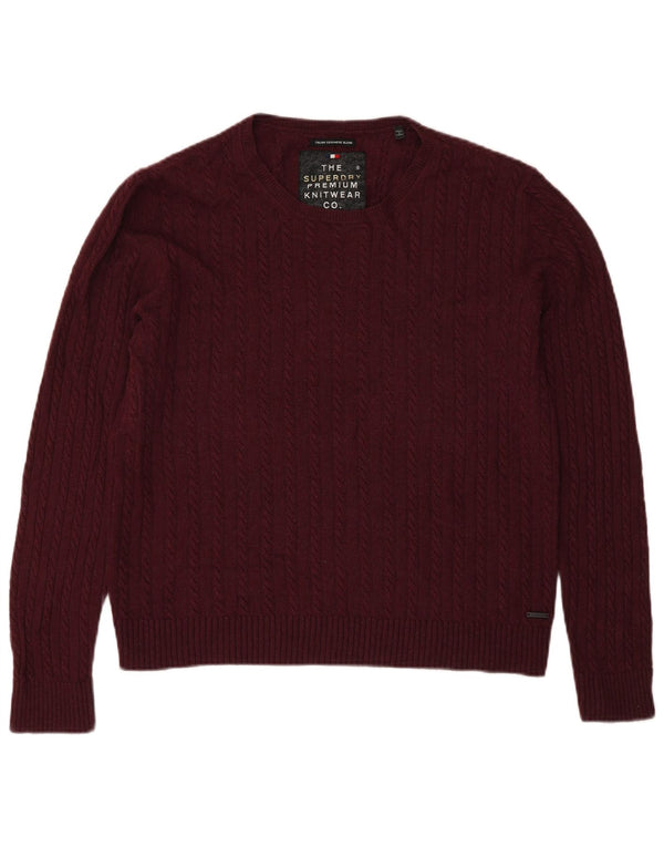 Damski sweter Superdry o regularnym kroju z dekoltem w łódkę, UK 18 XL, bordowa wełna