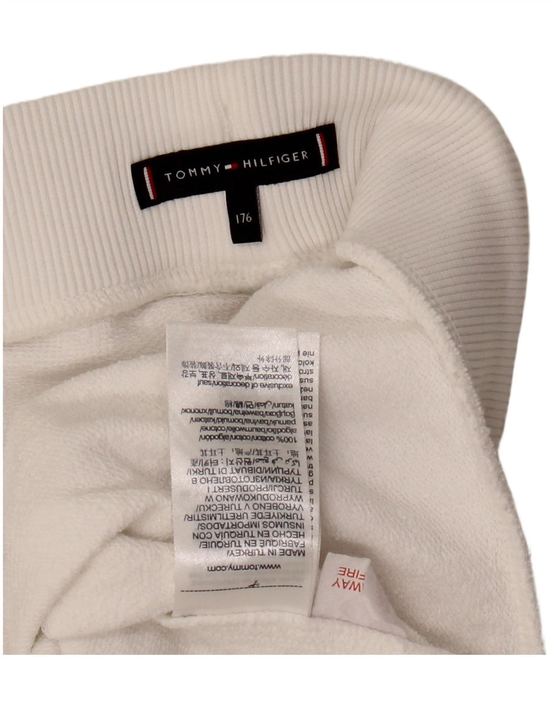 TOMMY HILFIGER Dziewczęce spodenki sportowe z grafiką 15-16 lat, biała bawełna